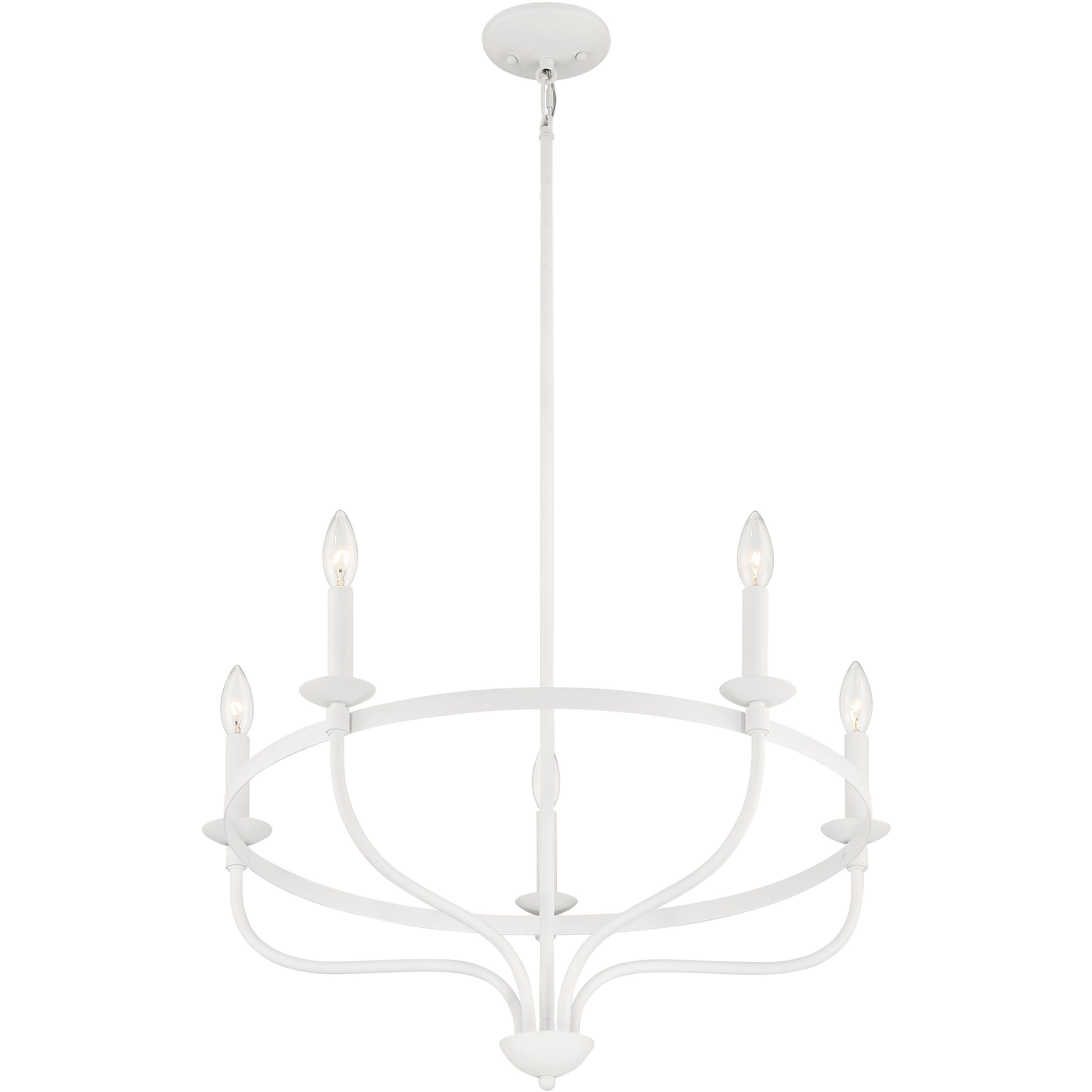 Transitional 5 Light 26.63 inch Bisque White Chandelier Ceiling Light